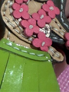 Vintage Coach Leather Hula Girl Keychain - Pink & Lim… - Gem